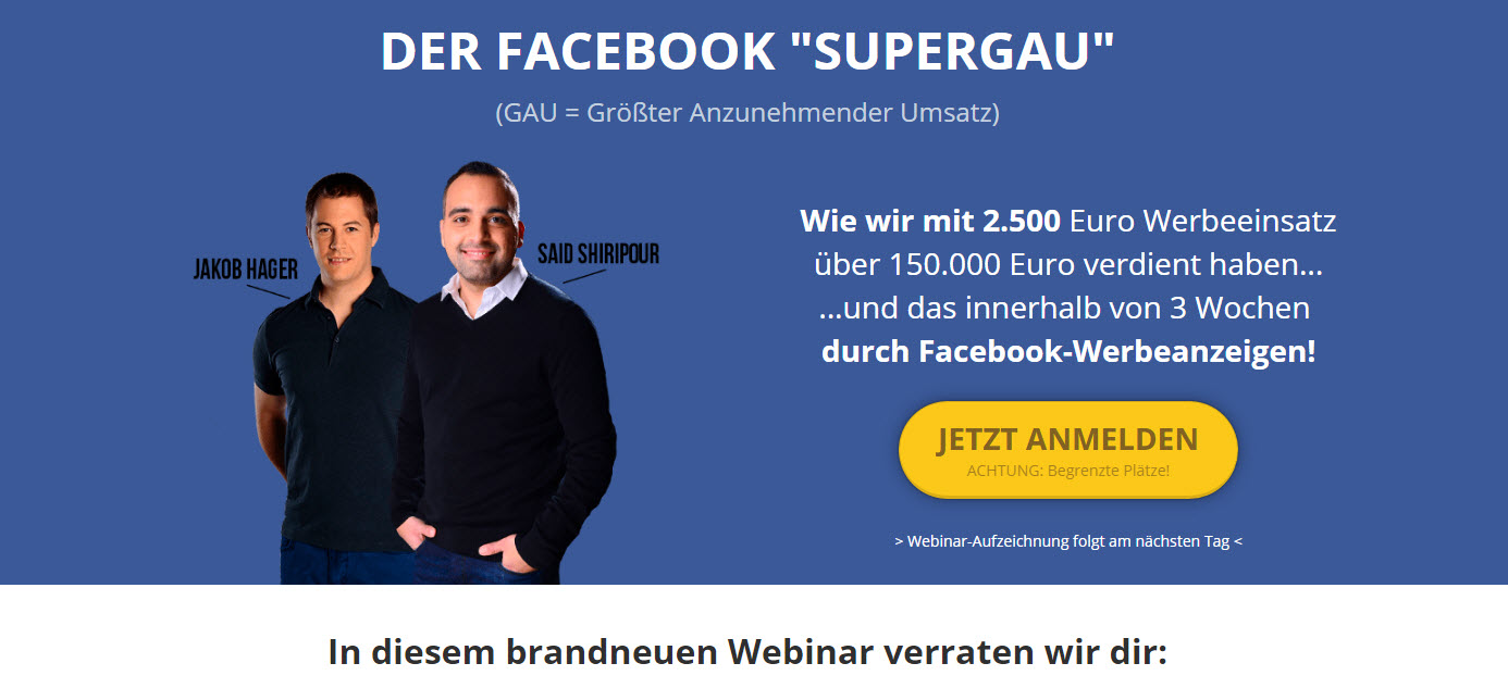 Kostenloses Webinar zum Thema Facebook Marketing – der „Facebook Meisterkurs“